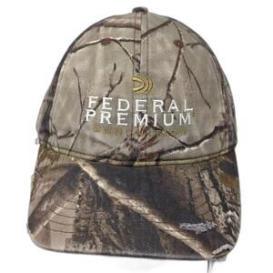 Federal Premium Ammunition Camo Baseball Cap Brown Green Distressed Hat OSFM